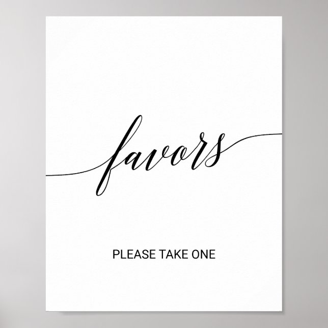 Elegant Black Calligraphy Favours Poster (Front)