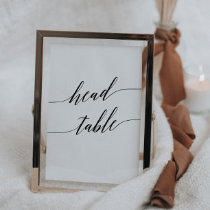 Elegant Black Calligraphy Head Table Number