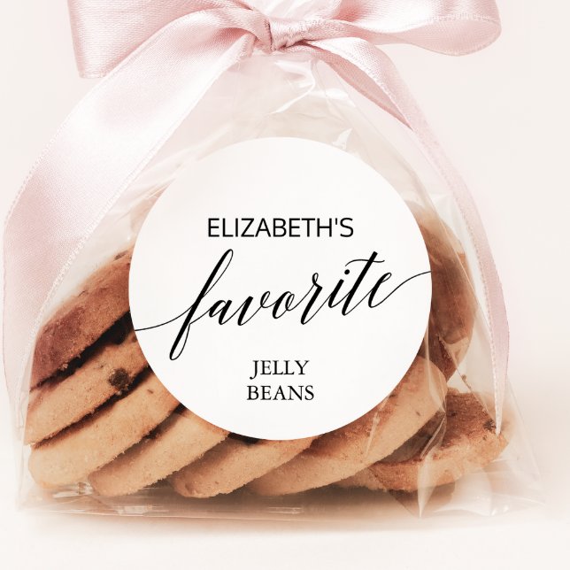 Elegant Black Calligraphy His and Her Favourite Classic Round Sticker (Creator Uploaded)