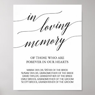 Elegant Black Calligraphy In Loving Memory Sign