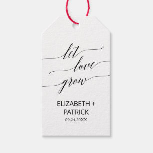 Elegant Black Calligraphy Let Love Grow Favour Gift Tags