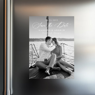 Elegant Black Calligraphy Photo Save the Date Magnetic Invitation