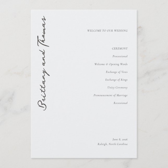 Elegant Black Calligraphy Programme (Front)