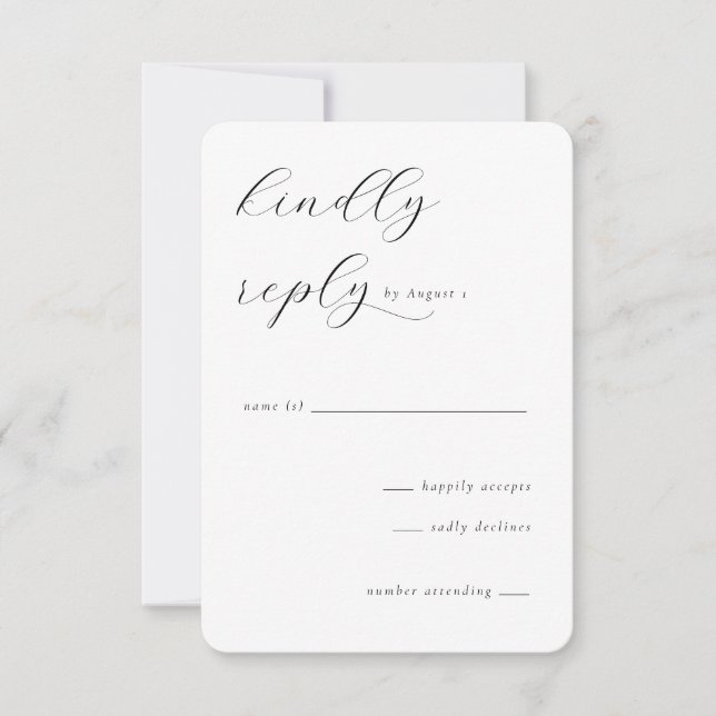 Elegant Black Calligraphy RSVP Card (Front)