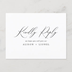 Elegant Black Calligraphy RSVP Postcard