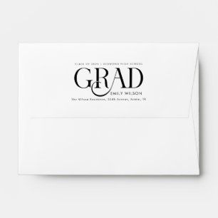 Elegant Black Calligraphy Script Graduation Envelope