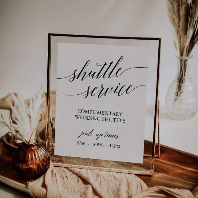 Elegant Black Calligraphy Shuttle Service Sign (Creator Uploaded)