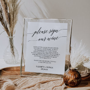 Elegant Black Calligraphy Sign Our Wine Sign