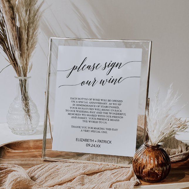 Elegant Black Calligraphy Sign Our Wine Sign (Creator Uploaded)