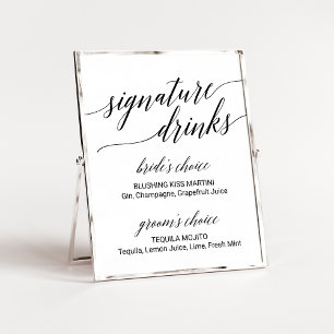 Elegant Black Calligraphy Signature Drinks Sign