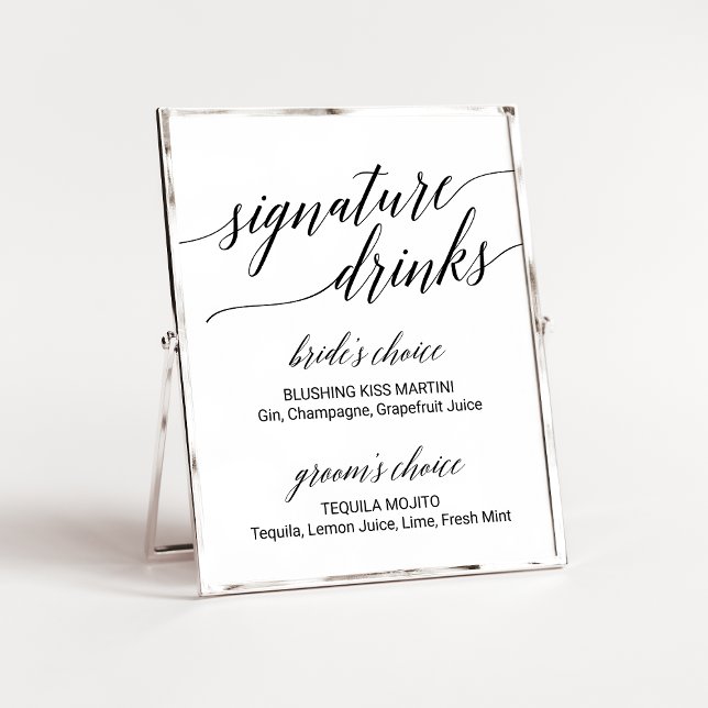 Elegant Black Calligraphy Signature Drinks Sign (Creator Uploaded)