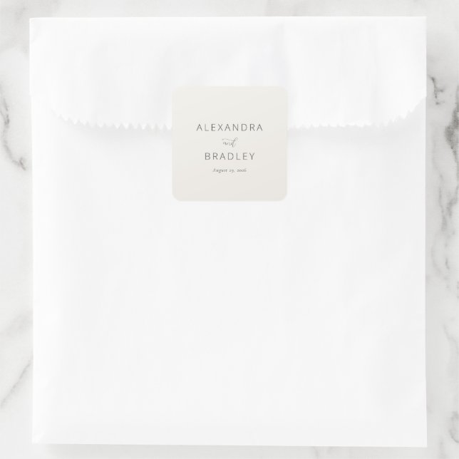 Elegant Black Calligraphy Square Sticker (Bag)
