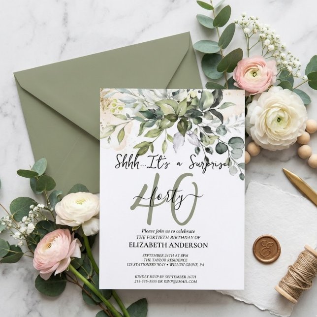 Elegant Black Calligraphy Surprise Party  Invitation (Creator Uploaded)