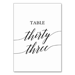Elegant Black Calligraphy Table Number 33