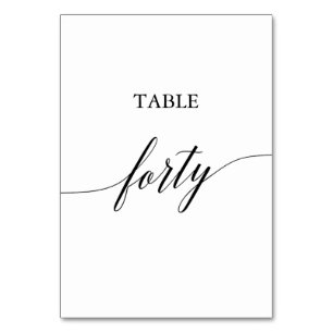 Elegant Black Calligraphy Table Number Forty