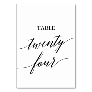 Elegant Black Calligraphy Table Number Twenty Four