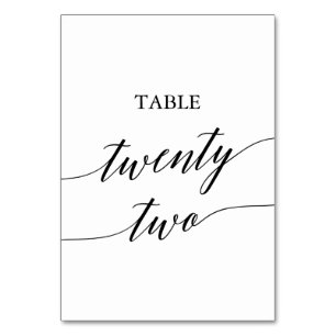 Elegant Black Calligraphy Table Number Twenty Two