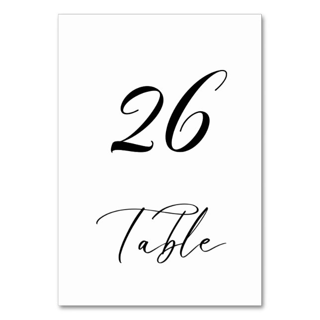  Elegant Black Calligraphy Table One Table Number  (Back)