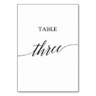 Elegant Black Calligraphy Table Three Table Number