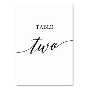 Elegant Black Calligraphy Table Two Table Number