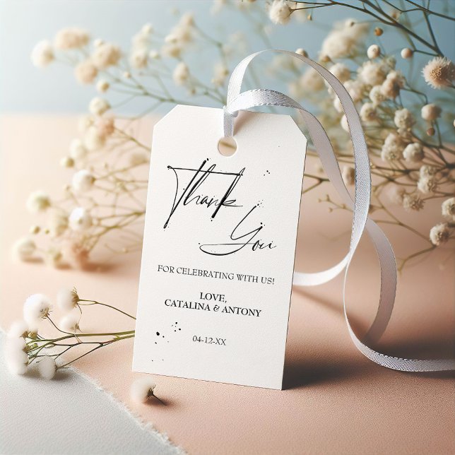 Elegant Black Calligraphy Thank You Favour Tag (Creator Uploaded)