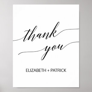 Elegant Black Calligraphy Thank You Poster