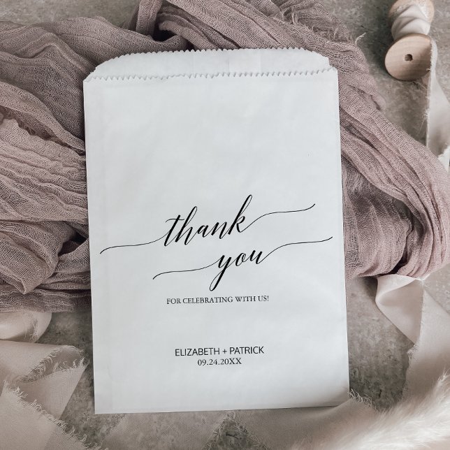 Elegant Black Calligraphy Thank You Wedding Favour Bags (Creator Uploaded)