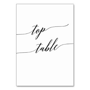 Elegant Black Calligraphy Top Table Number
