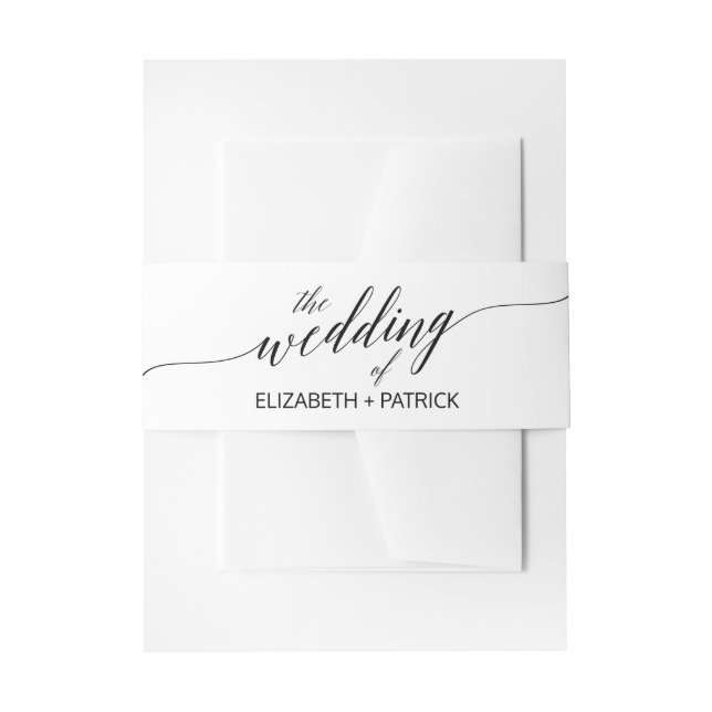 Elegant Black Calligraphy Wedding Belly Band Invitation Belly Band (Front Example)