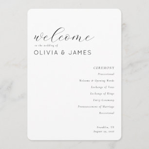 Elegant Black Calligraphy Wedding Ceremony Programme