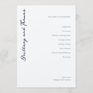 Elegant Black Calligraphy Wedding Ceremony Programme