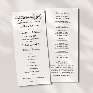 Elegant Black Calligraphy Wedding Ceremony Programme