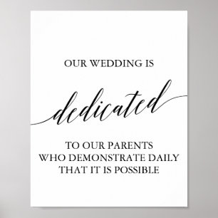Elegant Black Calligraphy Wedding Dedication Sign