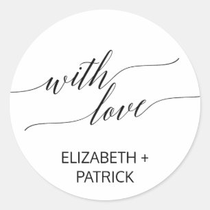 Elegant Black Calligraphy Wedding Favour Classic Round Sticker