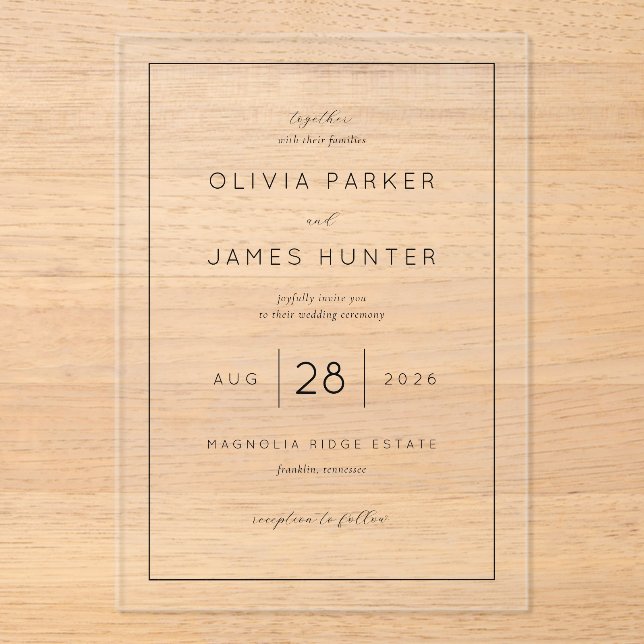 Elegant Black Calligraphy Wedding Invitation (Front)