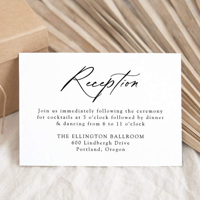 Elegant Black Calligraphy Wedding Reception Enclosure Card (Creator Uploaded)