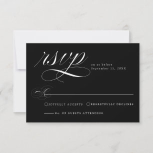Elegant Black Calligraphy Wedding RSVP Card