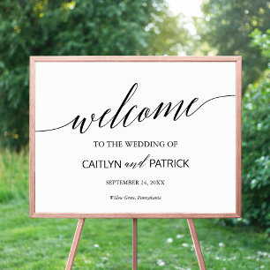 Elegant Black Calligraphy Welcome Wedding Sign
