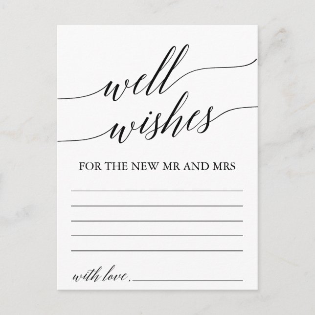 Elegant Black Calligraphy Well Wishes Cards (Front)