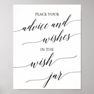 Elegant Black Calligraphy Wish Jar Sign