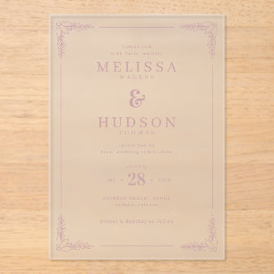 Elegant Black Calligraphy With Floral Acrylic Invitations