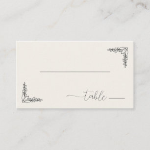 Elegant Black Calligraphy With Floral Place Card