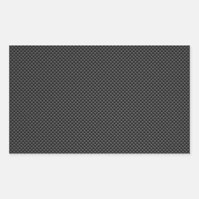 Elegant Black Carbon Fibre Style Print Background Rectangular Sticker (Front)