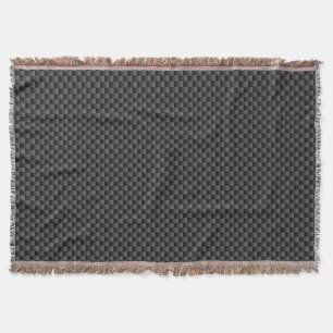 Elegant Black Carbon Fibre Style Print Background Throw Blanket