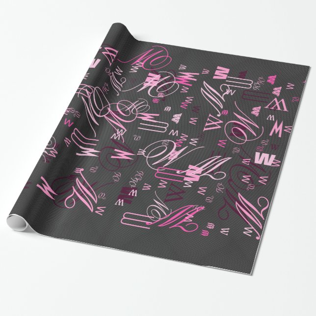 Elegant Black Carbon Fibre Style Print Background Wrapping Paper (Unrolled)