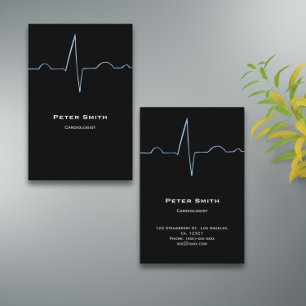 Elegant Black Cardiologist  Business Card