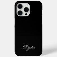 Elegant Black Case and White Monogram Name