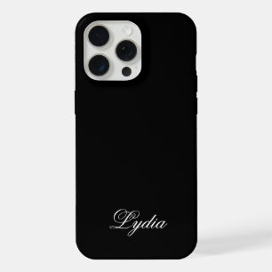 Elegant Black Case and White Monogram Name