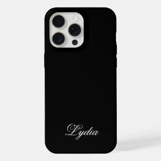 Elegant Black Case and White Monogram Name