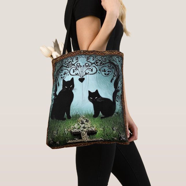 "Elegant Black Cat Bag: Harmony Tote Bag (Close Up)